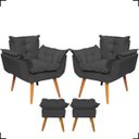 Ver imagem 1 de Kit 2 Poltronas Decorativas Para Recepção Manicure Sala De Estar + 2 Puff Reforçado Suede