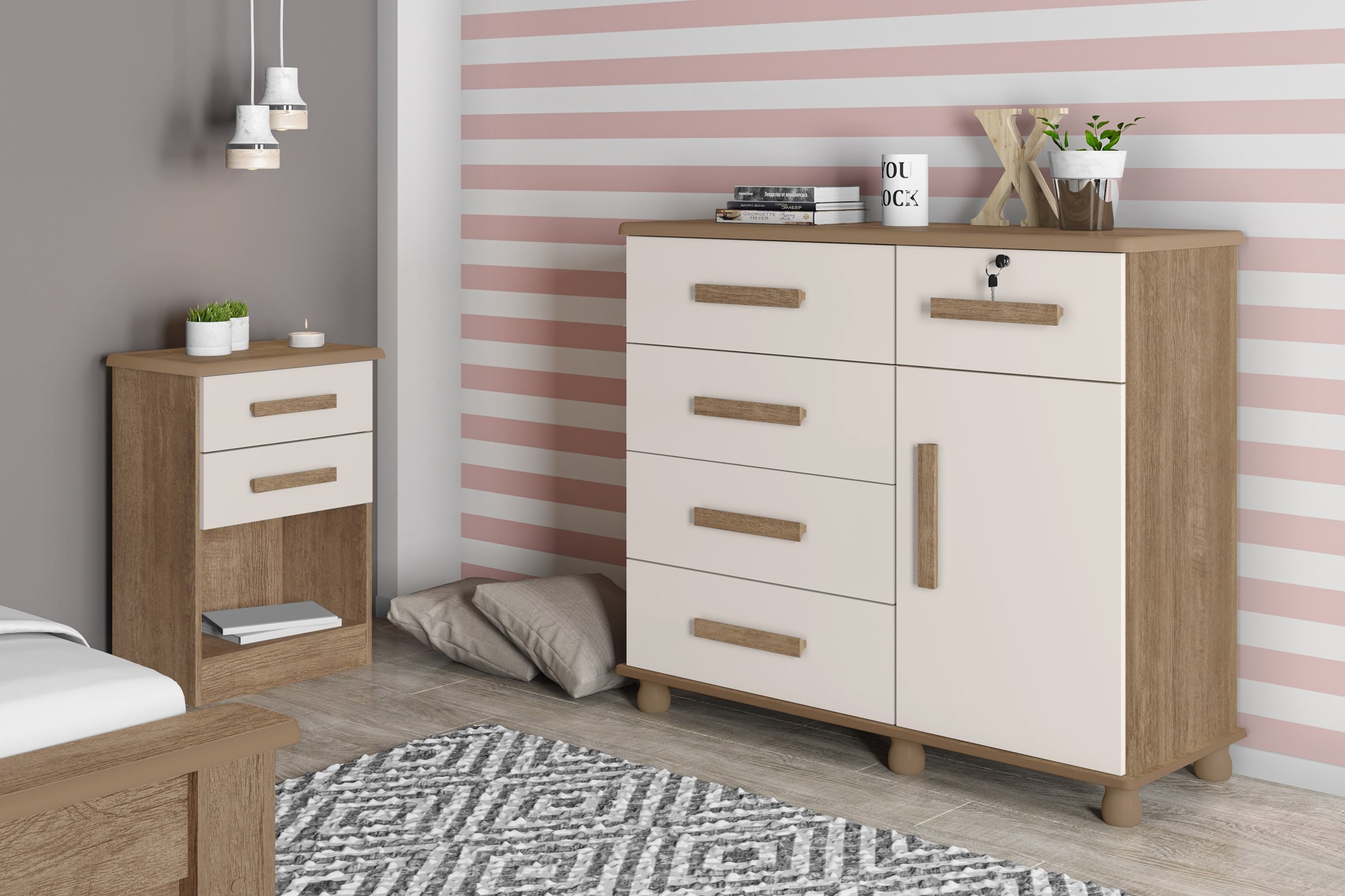 Cômoda Ibiza - Lanza:noce Bronze/off White | MadeiraMadeira