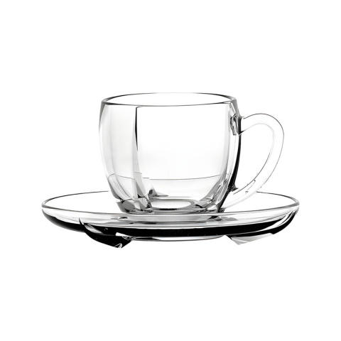 Jogo de 6 Xícaras em Vidro com Pires 160ml Xivi056 - Casambiente