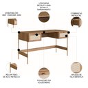 Ver imagem 3 de Mesa Escrivaninha Home Office Pé Metal Arlo A10 Hanover/dourado - Mpozenato