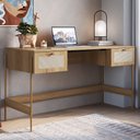 Ver imagem 2 de Mesa Escrivaninha Home Office Pé Metal Arlo A10 Hanover/dourado - Mpozenato