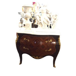 Cômoda Imbuia Radica Bronze Marmore Branco 02 gav. Formosa