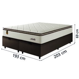 Cama Box Baú Casal King Colchão Molas Ensacadas com Pillow Malttês Suede Cáqui - 4
