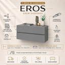 Ver imagem 2 de Mesa de Cabeceira Suspensa Eros 60cm Branco com 2 Gavetas em MDF e Puxador em Cava