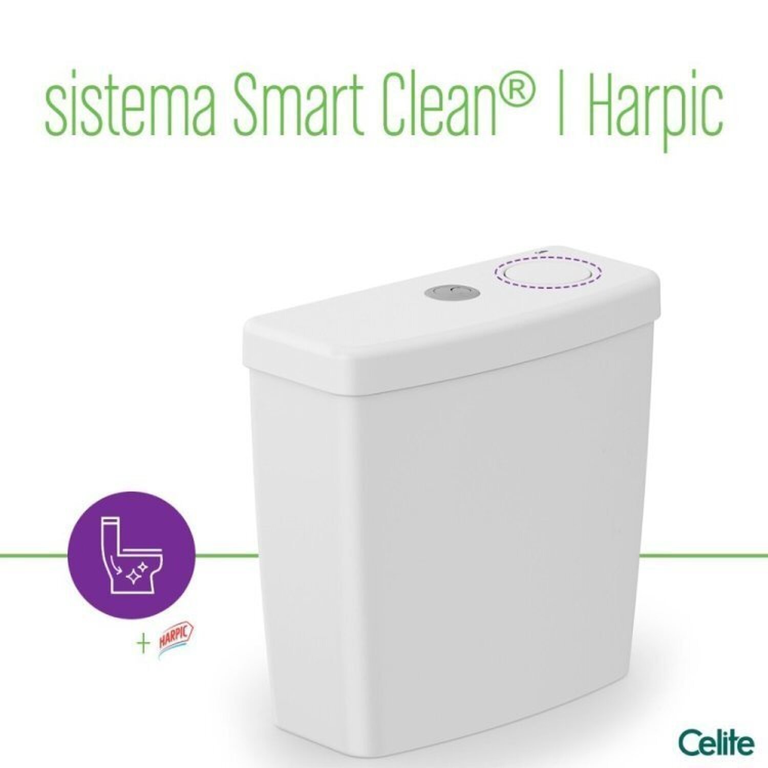 Kit 2 Vaso Sanitários Rimless com Caixa Acoplada Smart Clean® Harpic e Assento Soft Close Vip Celite - 6