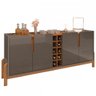 Aparador Buffet Armário Lizz 4 Portas Adega 1,90 Mdf/madeira Cinza Perola/cedro - 2
