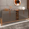 Aparador Buffet Armário Lizz 4 Portas Adega 1,90 Mdf/madeira Cinza Perola/cedro - 1
