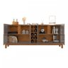 Aparador Buffet Armário Lizz 4 Portas Adega 1,90 Mdf/madeira Cinza Perola/cedro - 3