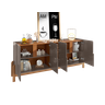 Aparador Buffet Armário Lizz 4 Portas Adega 1,90 Mdf/madeira Cinza Perola/cedro - 6