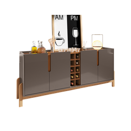 Aparador Buffet Armário Lizz 4 Portas Adega 1,90 Mdf/madeira Cinza Perola/cedro - 4