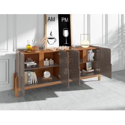Aparador Buffet Armário Lizz 4 Portas Adega 1,90 Mdf/madeira Cinza Perola/cedro - 5