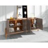 Aparador Buffet Armário Lizz 4 Portas Adega 1,90 Mdf/madeira Cinza Perola/cedro - 5