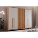 Ver imagem 1 de Guarda Roupa Casal 6 Portas e 4 Gavetas C/ Pés Denver Naturale/off White - Rufato
