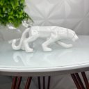 Ver imagem 2 de Escultura Pantera Branca de Cerâmica Moderna Decorativa