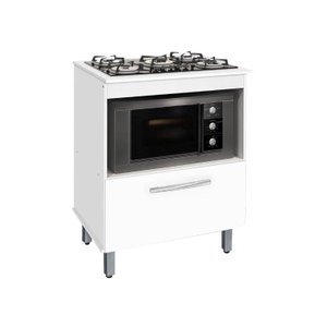 Balcao / Gabinete p/ cooktop 05 bocas e p/ Forno Bur. Branco PASSE BEM