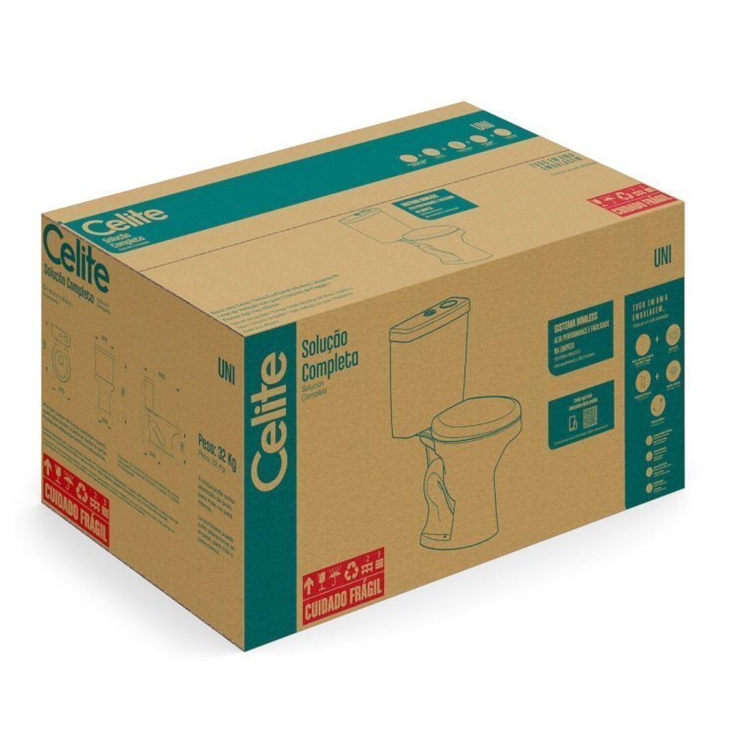 Kit 2 Vaso Sanitários com Caixa Acoplada 6l Uni Celite - 2