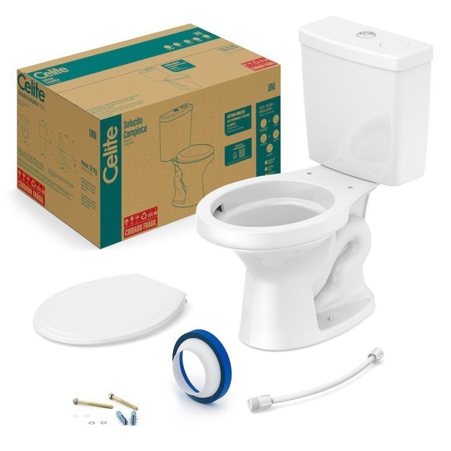 Kit 2 Vaso Sanitários com Caixa Acoplada 6l Uni Celite - 1