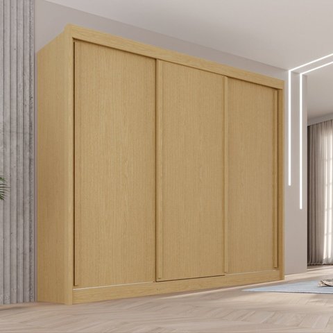 Guarda-Roupa Casal 3 Portas 4 Gavetas 100% MDF Ipanema Bege/Jequitibá