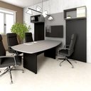 Ver imagem 1 de Mesa de Reunião Orgânica 2m Pés Painel Escritório F5 Office Cor:Cinza Sagrado com Preto