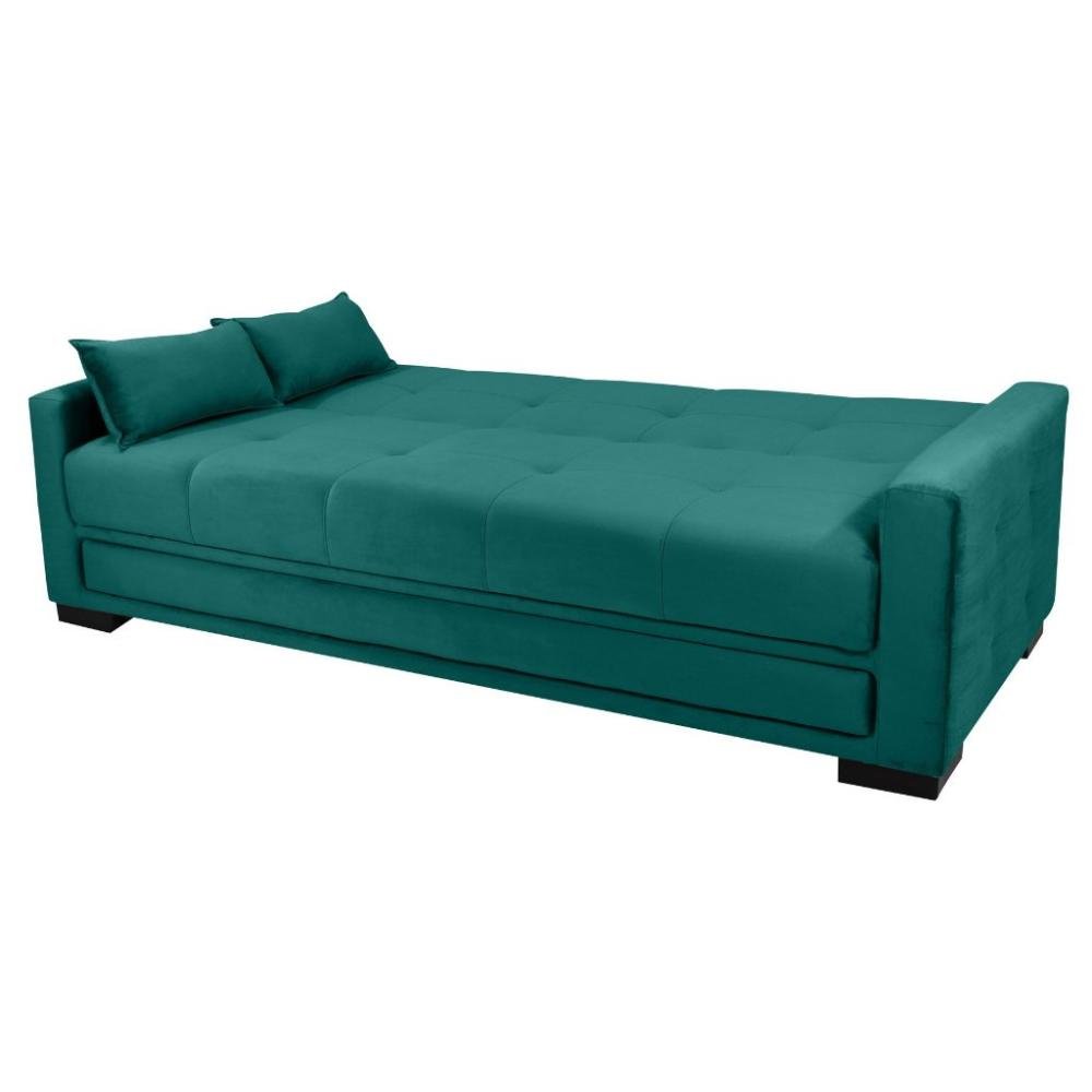 Sofá Cama 3 Lugares Grazi Veludo Verde MadeiraMadeira
