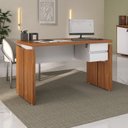 Ver imagem 1 de Mesa para Diretor em Tamburato 1250 com Suspensas com Chave 2 Gavetas 100% MDF 125,3cm Freijó e Branco Artany