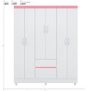 Ver imagem 3 de Guarda Roupa 6 Portas de Solteiro Dublin Branco/rosa