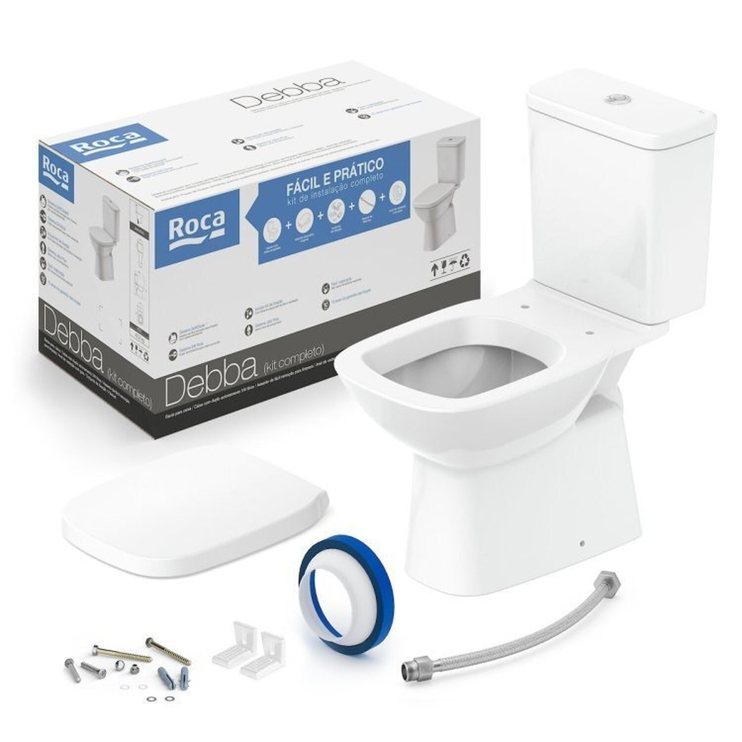 Kit 3 Vaso Sanitários com Caixa Acoplada e Assento Queda Amortecida Debba Classic Roca - 4