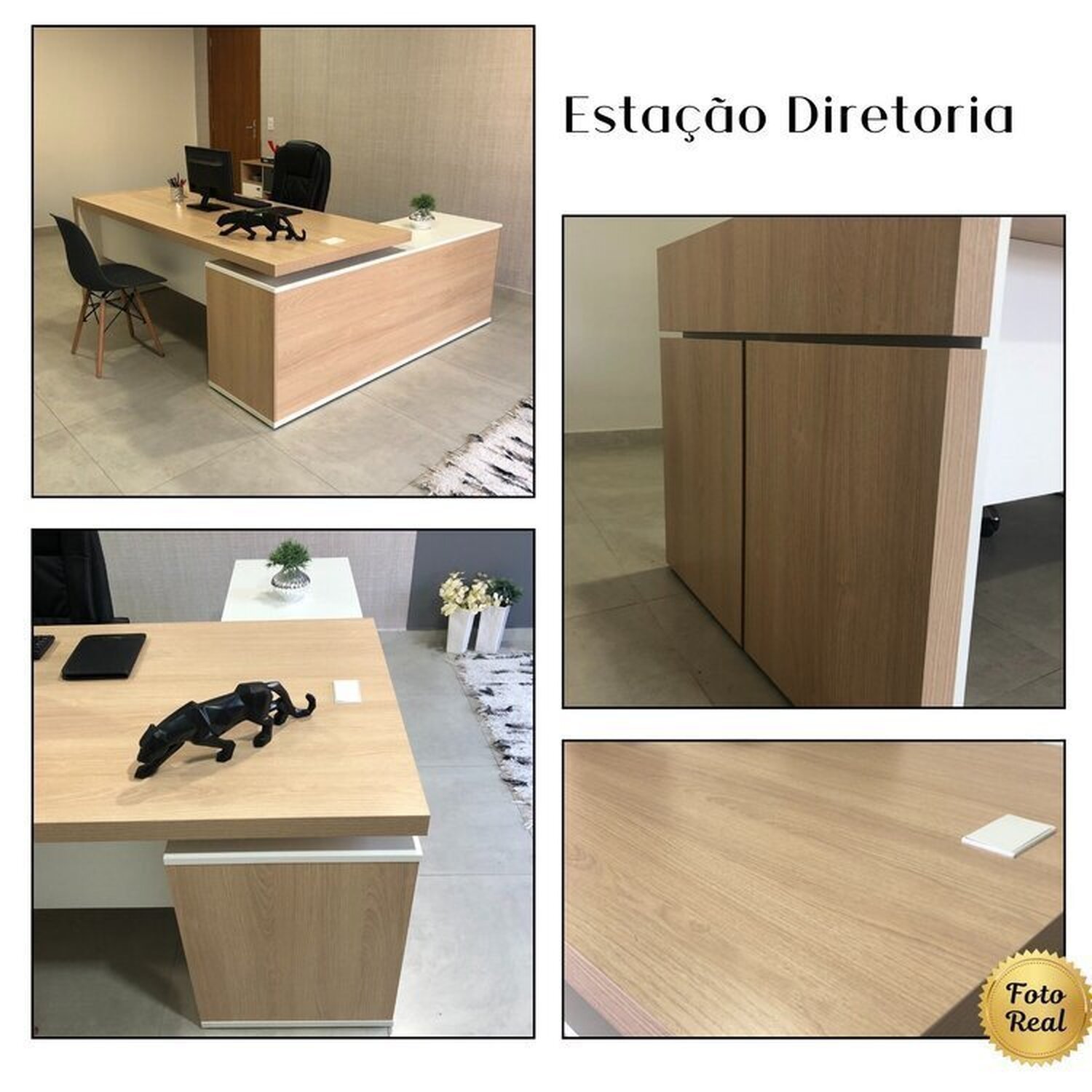 Mesa para Escritório Diretor em Tamburato com 2 Gavetas - 15