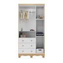 Ver imagem 3 de Guarda-Roupa Infantil 91cm 3 Portas 3 Gavetas com Janelas e Pés Mimo 100% MDF Espresso Móveis Branco/Brilho/Amêndoa