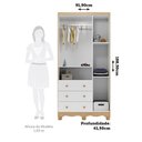 Ver imagem 4 de Guarda-Roupa Infantil 91cm 3 Portas 3 Gavetas com Janelas e Pés Mimo 100% MDF Espresso Móveis Branco/Brilho/Amêndoa