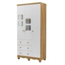 Ver imagem 2 de Guarda-Roupa Infantil 91cm 3 Portas 3 Gavetas com Janelas e Pés Mimo 100% MDF Espresso Móveis Branco/Brilho/Amêndoa