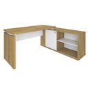 Ver imagem 4 de Escrivaninha em L Mesa Escritório com Porta de Correr e 2 Gavetas 168,5cm Olmo e Branco Artany