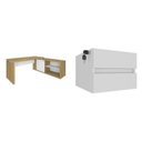 Ver imagem 2 de Escrivaninha em L Mesa Escritório com Porta de Correr e 2 Gavetas 168,5cm Olmo e Branco Artany