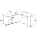 Ver mais imagens de Escrivaninha em L Mesa Escritório com Porta de Correr e 2 Gavetas 168,5cm Olmo e Branco Artany
