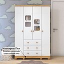 Ver imagem 6 de Guarda-Roupa Bebê 4 Portas 3 Gavetas com Janelas e Pés Mimo 100% MDF Espresso Móveis Amêndoa/Branco