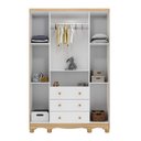 Ver imagem 3 de Guarda-Roupa Infantil 122cm 4 Portas 3 Gavetas com Janelas e Pés Mimo 100% MDF Espresso Móveis Branco/Brilho/Amêndoa