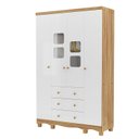 Ver imagem 2 de Guarda-Roupa Infantil 122cm 4 Portas 3 Gavetas com Janelas e Pés Mimo 100% MDF Espresso Móveis Branco/Brilho/Amêndoa