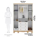 Ver imagem 4 de Guarda-Roupa Infantil 122cm 4 Portas 3 Gavetas com Janelas e Pés Mimo 100% MDF Espresso Móveis Branco/Brilho/Amêndoa
