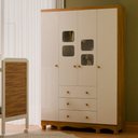 Ver imagem 1 de Guarda-Roupa Infantil 122cm 4 Portas 3 Gavetas com Janelas e Pés Mimo 100% MDF Espresso Móveis