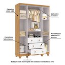 Ver imagem 4 de Guarda-Roupa Bebê 4 Portas 3 Gavetas com Janelas e Pés Mimo 100% MDF Espresso Móveis Amêndoa/Branco