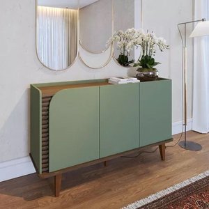 Buffet Aparador Elegance Ripado 3 Portas Pés Mad
