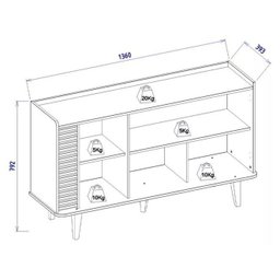 Buffet Aparador Elegance Ripado 3 Portas Pés Mad - 7