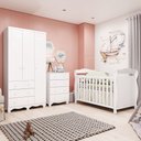 Ver imagem 1 de Quarto de Bebê Completo Berço Minicama Guarda-Roupa 3 Portas e Cômoda 100% MDF Nina Espresso Móveis Branco/Brilho
