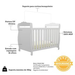 Quarto de Bebê Completo Berço Minicama Guarda-Roupa 3 Portas e Cômoda 100% MDF Nina Espresso Móveis - 4