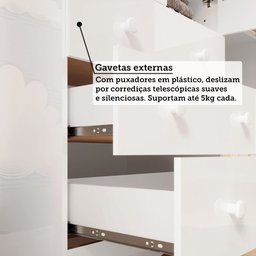 Quarto de Bebê Completo Berço Minicama Guarda-Roupa 3 Portas e Cômoda 100% MDF Nina Espresso Móveis - 10