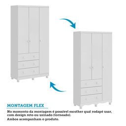 Quarto de Bebê Completo Berço Minicama Guarda-Roupa 3 Portas e Cômoda 100% MDF Nina Espresso Móveis - 6