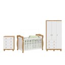 Ver imagem 3 de Quarto de Bebê Completo Berço 3 em 1, Cômoda e Guarda-Roupa MDF Nina Espresso Móveis Branco/Amêndoa