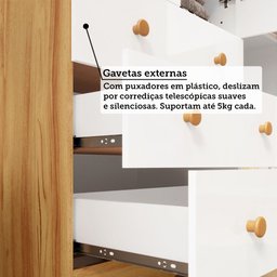 Quarto de Bebê Completo Berço Minicama Guarda-Roupa 3 Portas e Cômoda 100% MDF Nina Espresso Móveis - 10