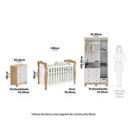 Quarto de Bebê Completo Berço Minicama Guarda-Roupa 3 Portas e Cômoda 100% MDF Nina Espresso Móveis - 3