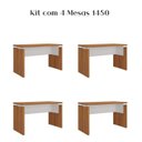 Ver imagem 3 de Conjunto 4 Peças com Escrivaninhas Operacionais Mesa Escritório 1450 Y37 Freijó e Branco Marrom Artany 100% MDF